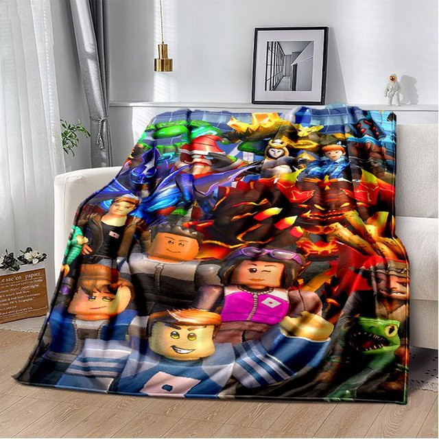 Rouxin eleven Flanelldecke mit 3D-Roblox-Cartoon-Design, weiche und warme Überwurfdecke für Kinder, Multicolour, B/T: 150 x 200 cm - Bild 1