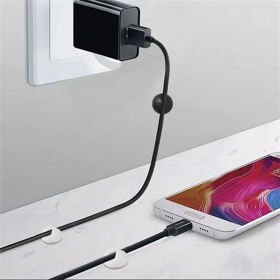 20 Stück Kabel-Organizer in Schwarz, selbstklebende Kabelhalter für USB-Ladekabel im Auto, Zuhause und Büro - Bild 4