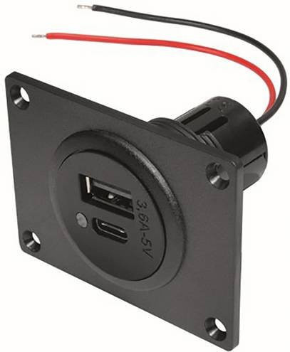 ProCar Doppelsteckdose mit USB-C und USB-A Anschlüssen für 12 oder 24 V/DC in Schwarz - Bild 1
