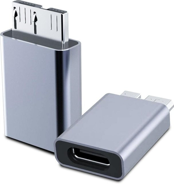Fonken USB-C auf Micro-B 3.0 Adapter Typ C Buchse auf Micro USB Stecker für externe SSD-Festplatten grau - Bild 1