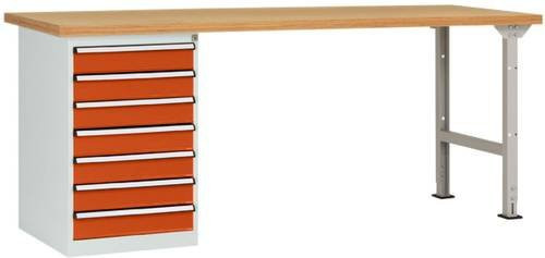 Manuflex Werkbanksystem WC5119.2001 in Rotorange (RAL 2001), B/T/H: 300 x 150 x 80 cm - Bild 1
