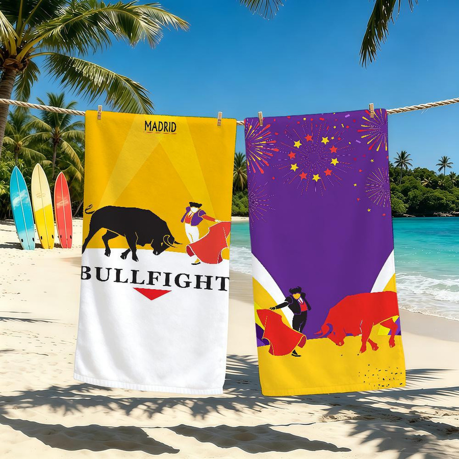 Stierkampf Spanisches Handtuch von JMG Household Supplies für Camping und Strand, super saugfähig und schnelltrocknend, B/H: 40 x 70 cm - Bild 4