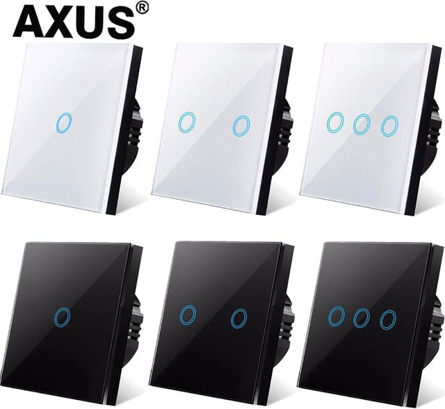 AXUS LED-Touch-Schalterpanel aus gehärtetem Kristallglas in Weiß für die Wandmontage - Bild 1