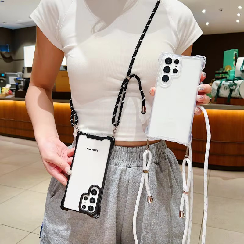 Stoßfeste Samsung Galaxy Hülle mit Lanyard-Kordel und Umhängetasche, transparent, passend für Galaxy S26 Ultra, S25 FE, S24 Plus und S23 - Bild 2