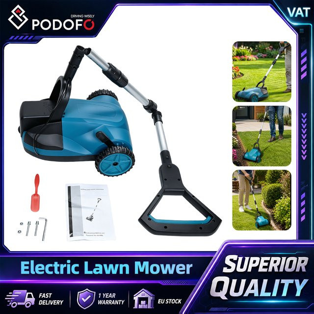 Podofo Bürstenloser Elektrischer Rasentrimmer 3000W mit 3 Gängen, Kabelloser Rasenmäher mit 21 cm Schnittbreite, Kompatibel mit Makita 18V Akku für die Gartenpflege - Bild 1