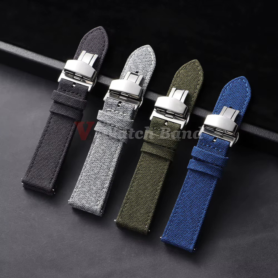 nxalp Uhrenarmband Segeltuch, Textil/NATO, Edelstahl, 20mm 22mm, Unisex - Bild 1