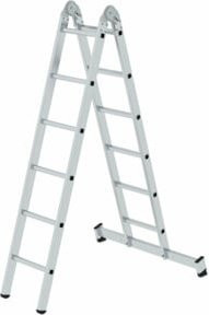 MUNK Aluminium-Klappleiter 2-teilig nivello-Traverse mit 2 x 6 Sprossen in Silber - Bild 1