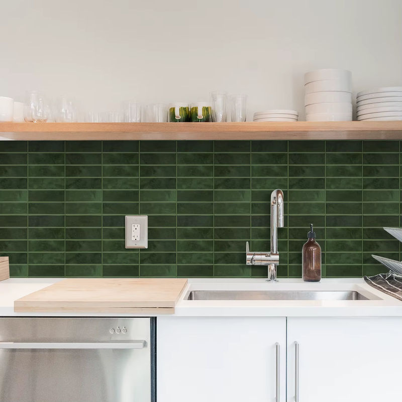 Vividtiles Wandaufkleber Set aus 5 Blättern, wasserdichte Vinyl-Tapete in Floral-Design für Küche und Badezimmer, mehrfarbig grün - Bild 4
