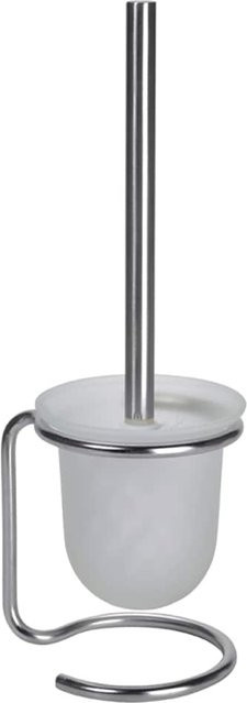 Brillantbad BOMEGA WC-Bürstengarnitur mit Glasbehälter in Weiß und poliertem Chrom, freistehend, B/T/H: 11,0 x 40,0 x 13,0 cm - Bild 1