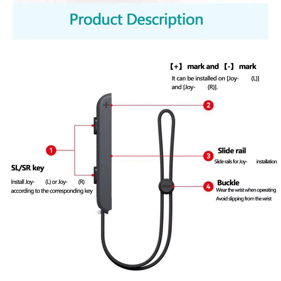 2 Stück Handgelenkschlaufen in Schwarz für Nintendo Switch und OLED Joycon Controller - Bild 2