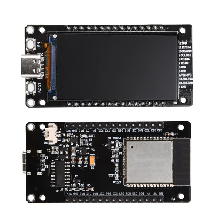 ESP32 Entwicklungsplatine mit 1,9 Zoll LCD-Bildschirm, WiFi und Bluetooth, USB-C Anschluss, Schwarz - Bild 4
