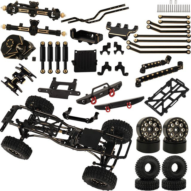 Axial Jeep Gladiator Upgrade, Messing Getriebe Antriebswelle Skid Plate Chassis Gestänge Stoßstangenhalterung, Zubehör - Bild 1