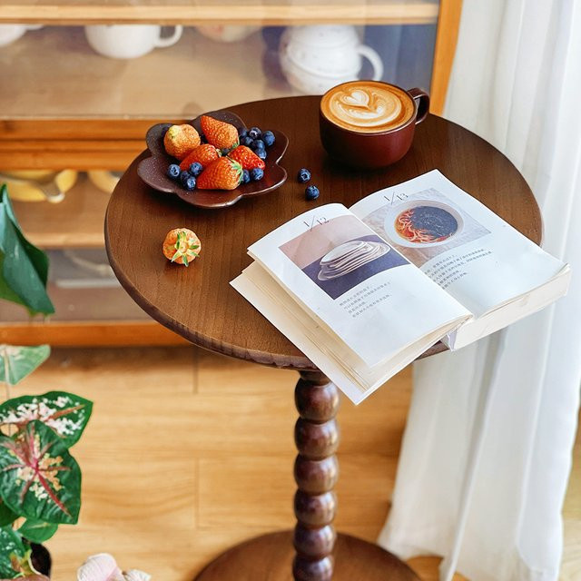 LIUSHADUOLA Couchtisch aus Massivholz im französischen Retro-Stil, Farbe Walnut - Bild 1