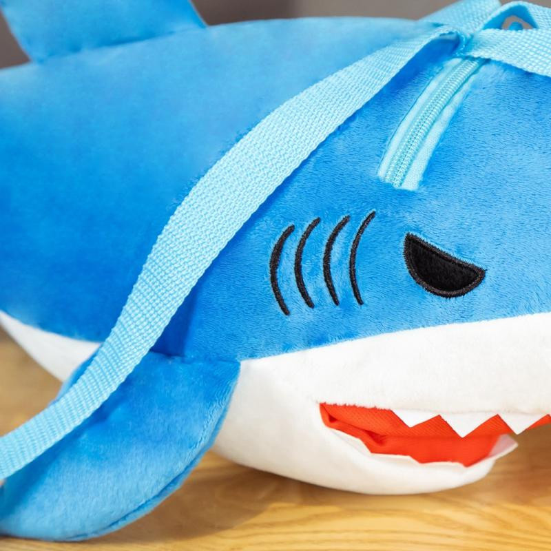 Wucifang Bags Plüsch-Haifisch-Rucksack, Schultasche, blau, 50cm, ab 3 Jahren - Bild 3