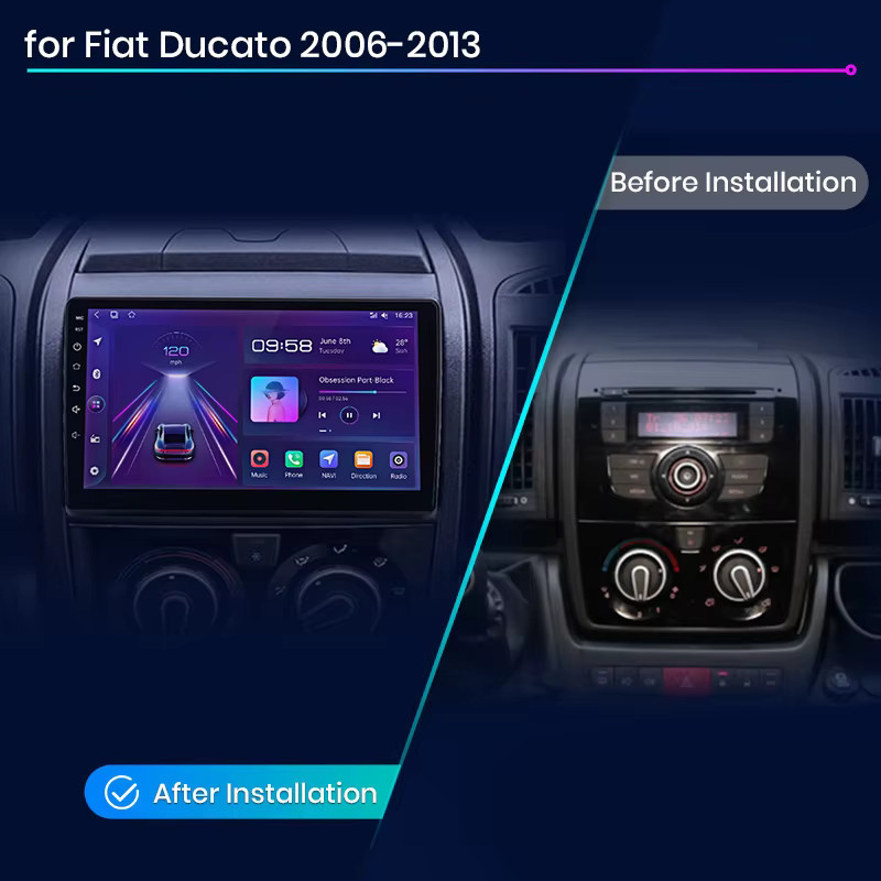 Junsun Android Auto Autoradio mit GPS und Wireless CarPlay für Fiat Ducato, Peugeot Boxer 2 und Citroen Jumper 2 (2006-2015), Schwarz - Bild 3