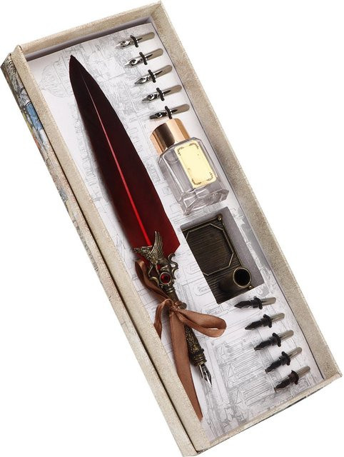 Igeteck Federstift-Set in Bordeaux Rot aus Metall für kreatives Schreiben - Bild 1