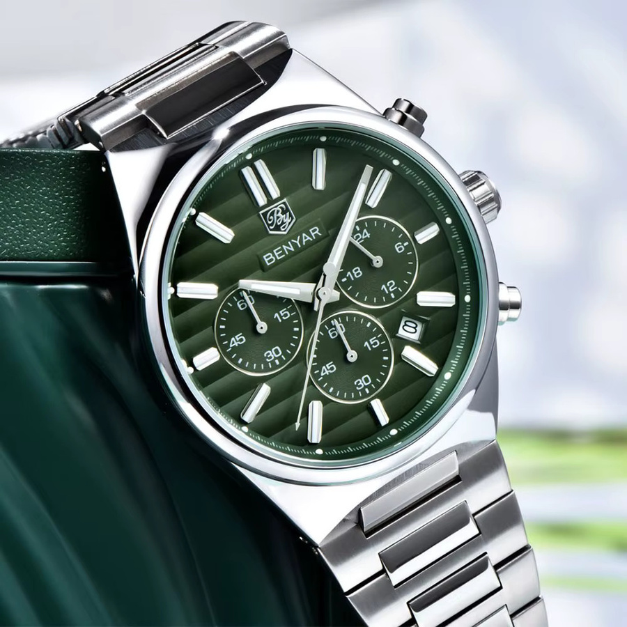 BENYAR Armbanduhr Chronograph, Edelstahl, Saphirglas, Quarz, 42 mm, Herren - Bild 2