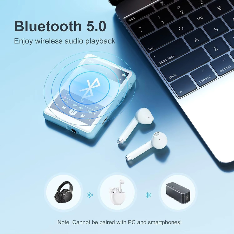 MECHEN MP3-Player mit 64GB Speicher, 6,5 Zoll Touchscreen, Bluetooth 2,4 und HiFi Lossless Sound in Blau - Bild 2