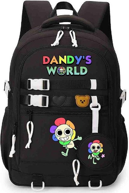3-teiliges Schulrucksack-Set für Schüler in Schwarz aus Oxford-Stoff mit Schultasche, Schultergurt und Federmäppchen - Bild 1