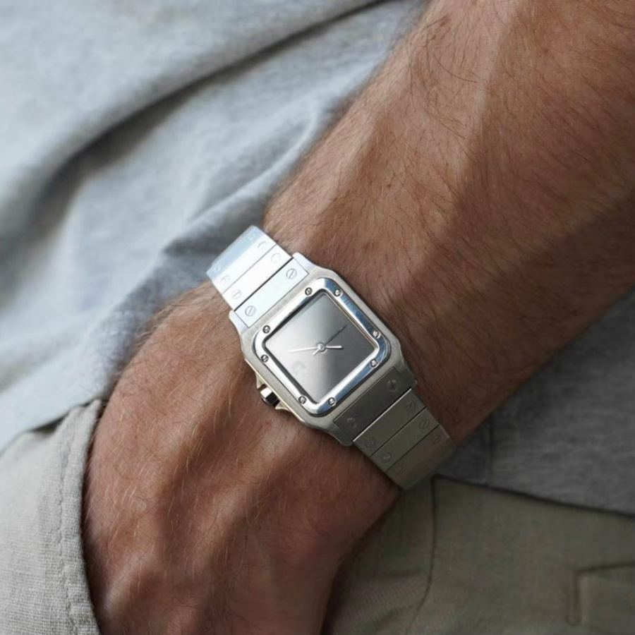 CILOA Armbanduhr Quarz, Edelstahl, eckig, Herren, Silber - Bild 4
