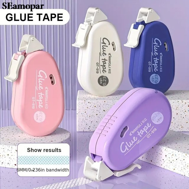 Doppelseitiges Klebeband aus PET in Blau, 6 m x 6 mm, ideal für Schule, Büro und Papierhandwerk - Bild 1