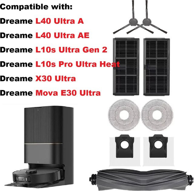 Dreame L40 Ultra A Zubehör Set in Schwarz für L10s Ultra Gen2, L10s Pro Ultra Heat, X30 Ultra, Mova E30 Ultra und L40 Ultra AE Roboterstaubsauger - Bild 1