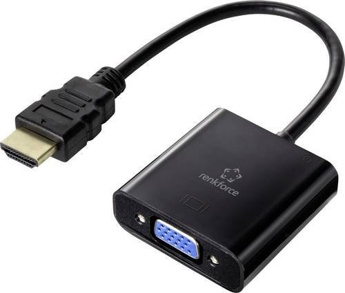Renkforce HDMI auf VGA Adapterkabel Schwarz RF-4531578 doppelt geschirmt, Länge: 0,15 m - Bild 1
