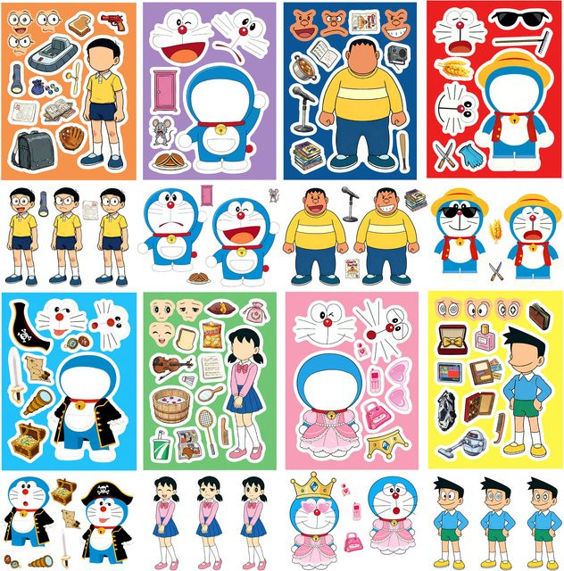 Keeppley Doraemon Anime Cartoon Puzzle Aufkleber, 8/16 Blatt - Bild 1