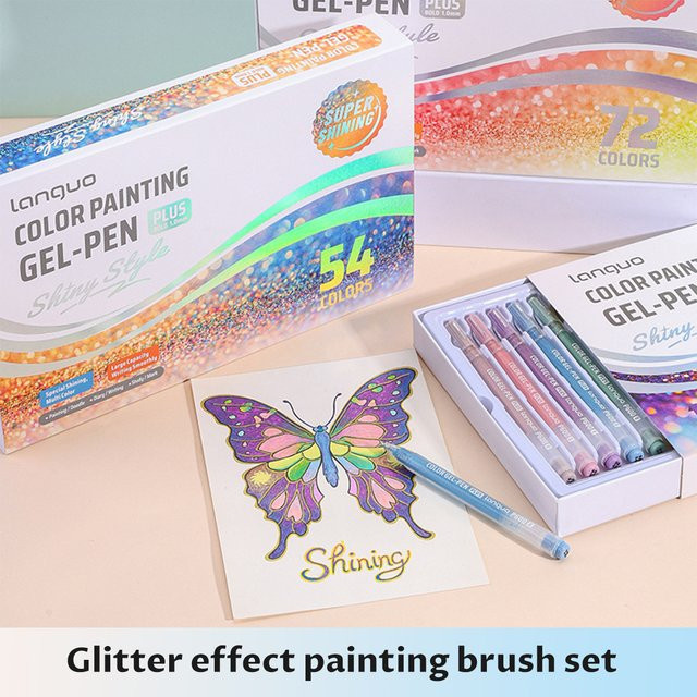 Languo Gel Stifte Set mit 24 bis 72 Farben, glänzende Kugelschreiber für Schule und Büro, 1,0 mm Stiftstärke, Mehrfarbig - Bild 1