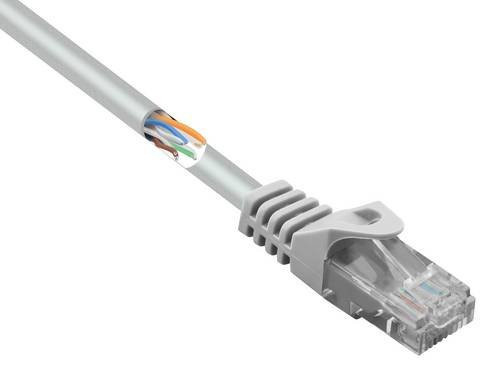 Renkforce RJ45 Patchkabel CAT 5e U/UTP Ethernet LAN Kabel Grau, Länge: 0,50 m - Bild 1