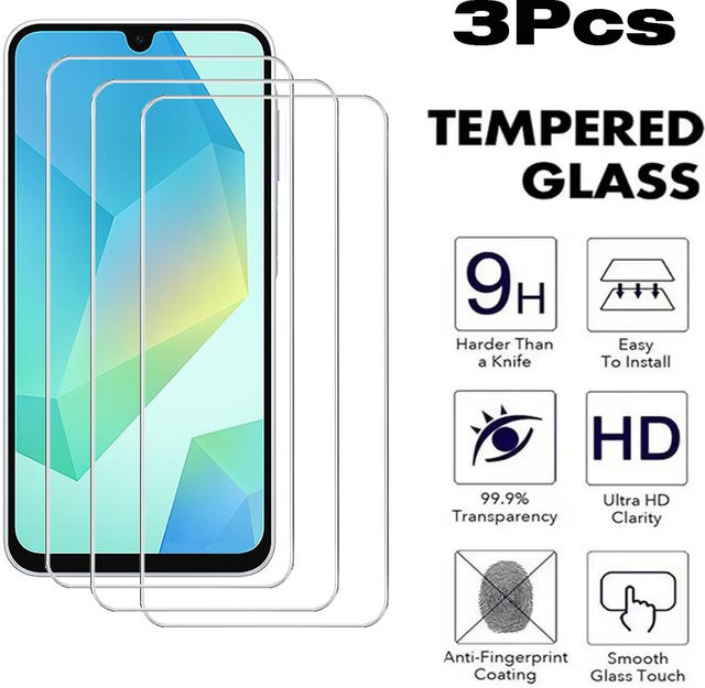 3er-Set gehärtetes Glas Display Schutzfolie für Samsung Galaxy A56 A36 A26 A15 A24 A14 A52 A13 A16 A25 A33 A34 A35 A53 A54 A55 5G in Transparent - Bild 1