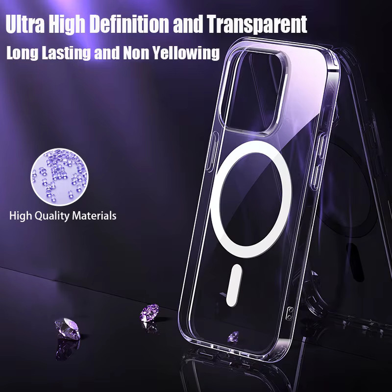 YuexTi MagSafe Magnetische Kabellose Lade Tasche Transparente Schutzhülle für iPhone 15 14 13 12 11 Pro Max X XR 7 8 Plus - Bild 5