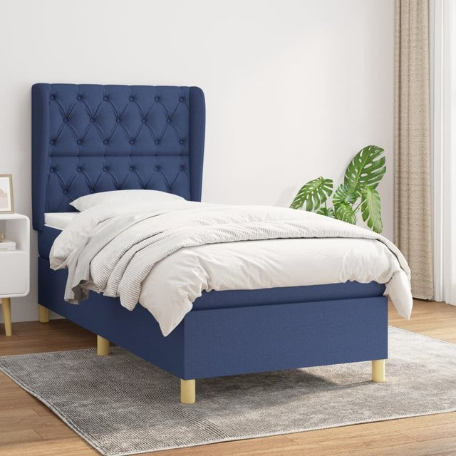 vidaXL Boxspringbett mit Matratze Blau Stoff B/T/H: 80 x 200 x 118 cm - Bild 2