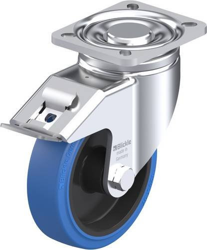 Blickle Lenkrolle LH-POEV 125R-1-FI-SB mit Feststeller, Rad-Durchmesser: 125 mm, Tragfähigkeit: 250 kg, Farbe: Blau/Schwarz - Bild 1