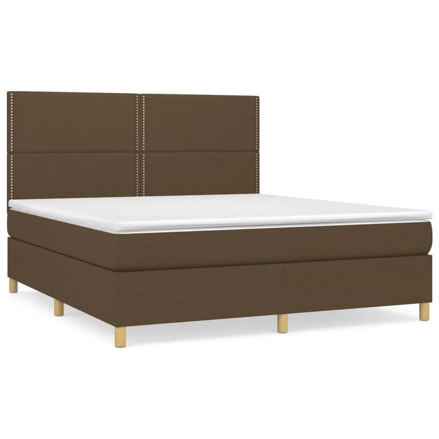 vidaXL Boxspringbett mit Matratze in Dunkelbraun, Hybridbett mit Taschenfederkern und Kopfteil, B/T: 180 x 200 cm - Bild 2