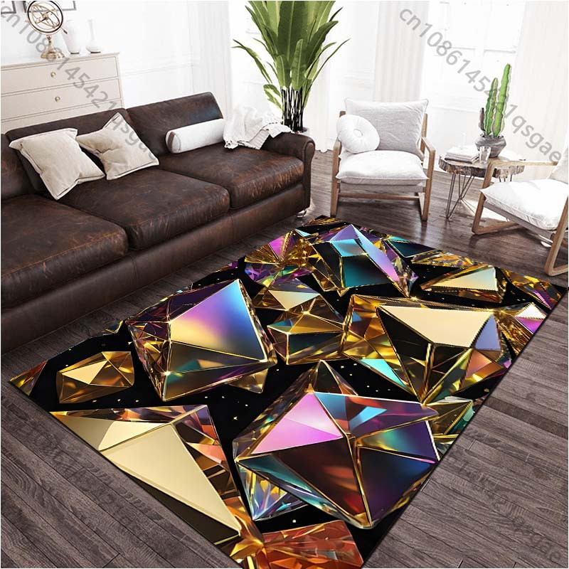 Useful Home Polygon-Druckteppich in Gold, rutschfest und waschbar, B/T: 60 x 40 cm - Bild 4