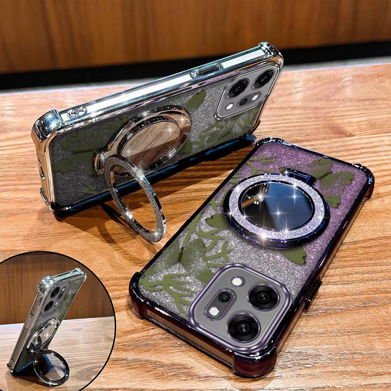 Grüne Schmetterlings Handyhülle mit Lanyard und Ständer für OPPO Reno 14, 14Pro, 14F, 13F, 12, 12Pro, 12F, 11, 11F, 10, 10Pro - Bild 3