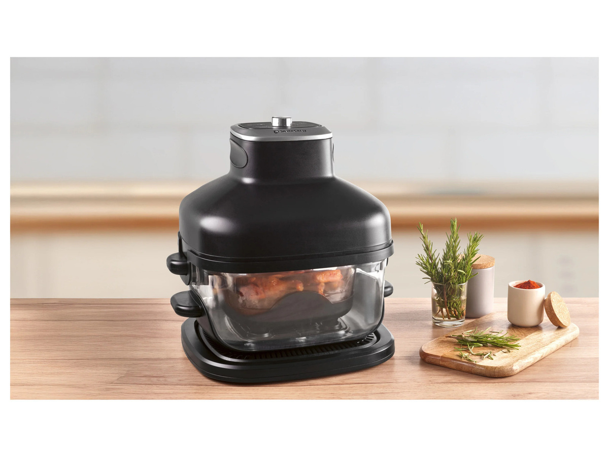 SILVERCREST Glas-Heißluftfritteuse in Schwarz und Transparent mit 1500 Watt und Warmhaltefunktion - Bild 2