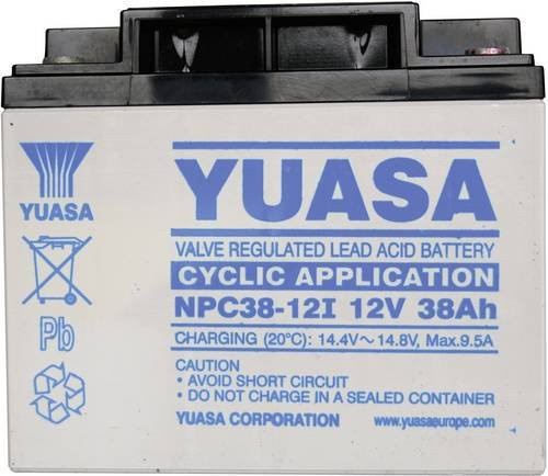 Yuasa NPC38-12 Bleiakku 12V 38Ah Blei-Vlies AGM Schwarz mit M5-Schraubanschluss B/H/T: 197 x 170 x 165 mm - Bild 1
