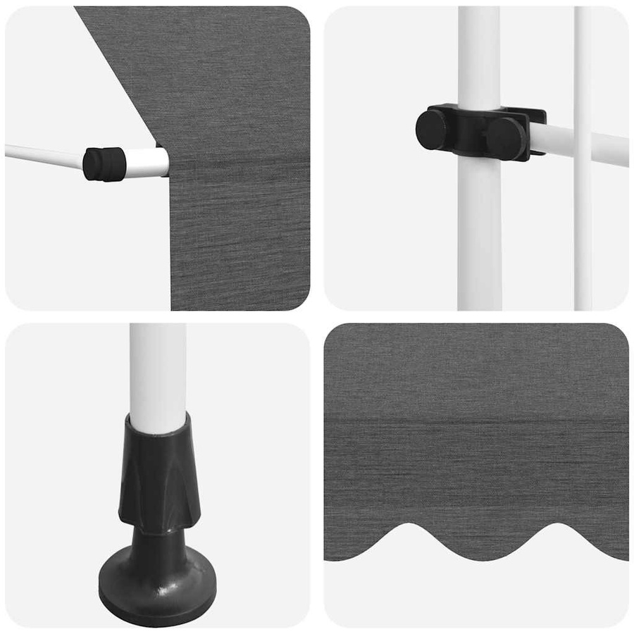 vidaXL Handbetriebene Markise aus Polyester in Anthrazit mit Stahlrahmen, Breite: 400 cm, Ausladung: 120 cm - Bild 2
