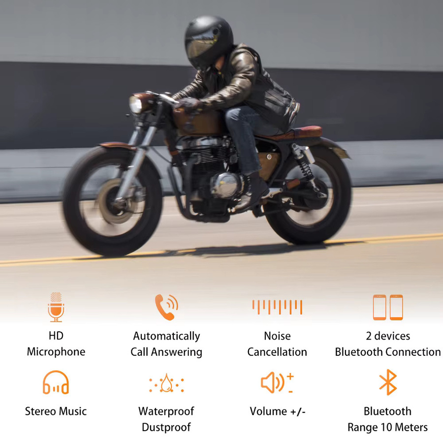 Kebidumei Bluetooth Motorrad Helm Headset in Schwarz mit Mikrofon und Sprachsteuerung - Bild 2