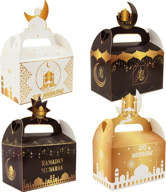 ZQNYCY Eid Mubarak Geschenkboxen für Ramadan und Muslimische Feiern, 20 oder 4 Stück Set aus Papier zur Verpackung von Keksen und Süßigkeiten - Bild 1