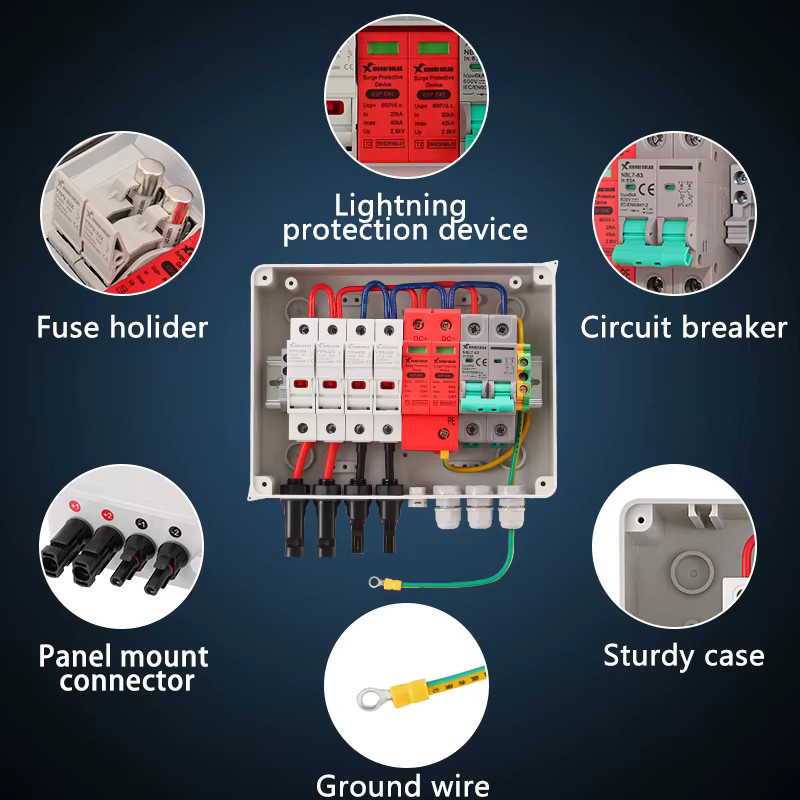 XIONGISOLAR 600V PV-Kombinatorbox 2-in-1-Out DC mit Sicherung und MCB SPD für Photovoltaik-Schutzbox - Bild 2