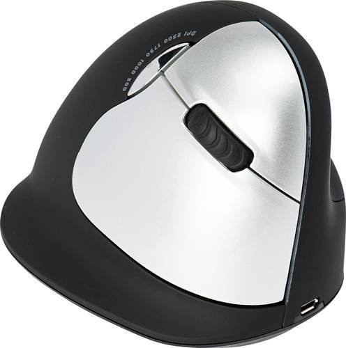 R-Go Tools HE Break Ergonomische Vertikalmaus für Rechtshänder mit Bluetooth und Pausensoftware, Größe L, Schwarz/Silber, 2500 dpi, 5 Tasten - Bild 1