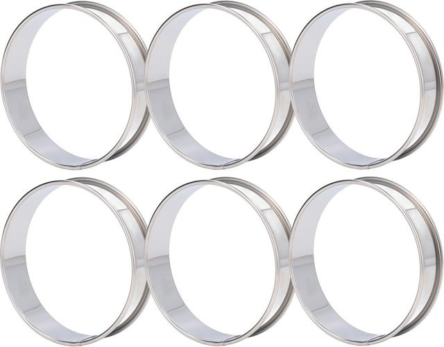 Bea-Decoration Crumpet-Ringe aus Edelstahl, 6 Stück, Silber/Weiß - Bild 1