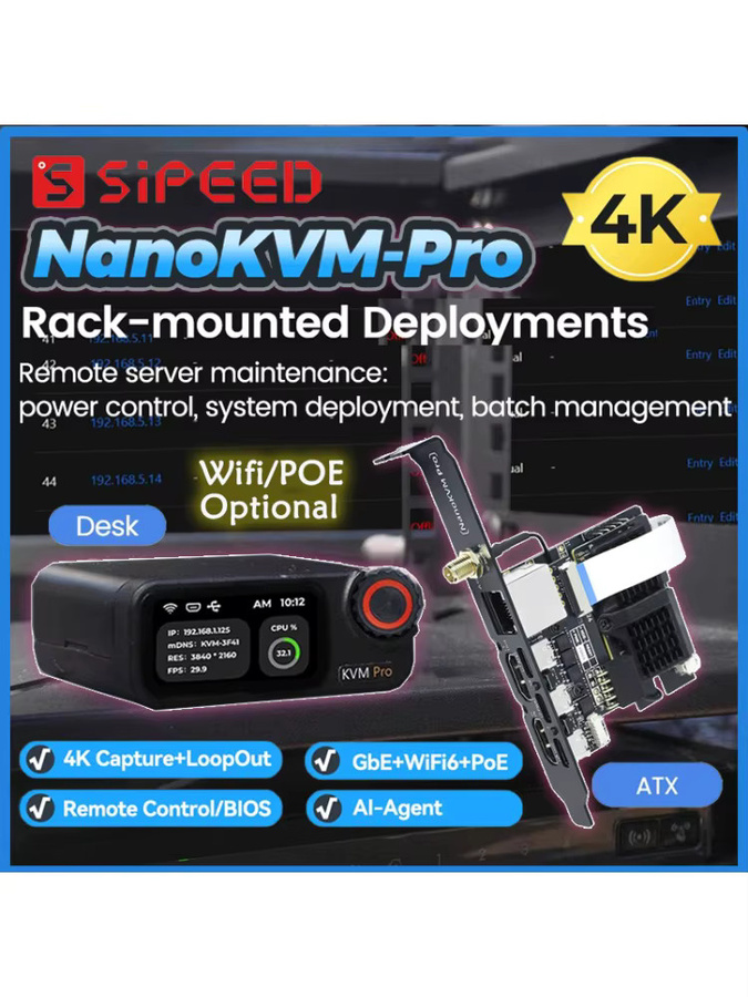 Sipeed NanoKVM-Pro IP-KVM mit 4K UHD, HDMI, Wi-Fi 6 und PoE in Schwarz - Bild 3
