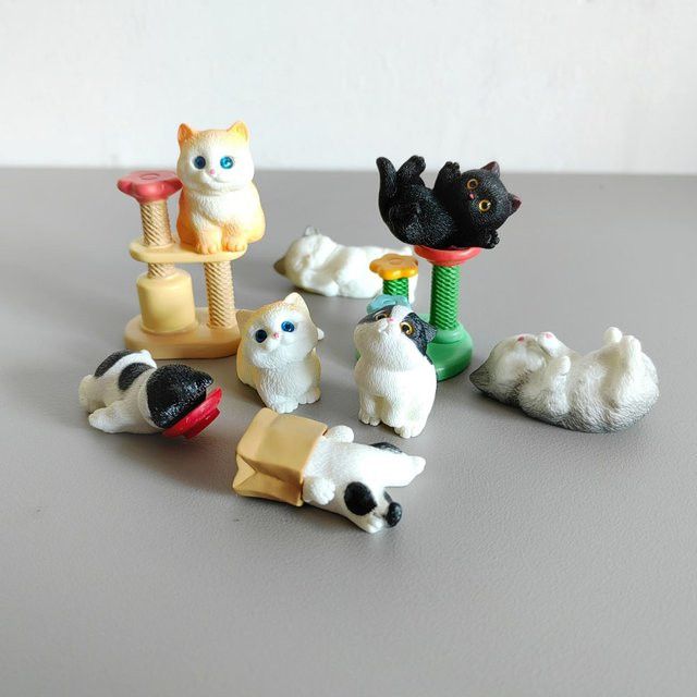 4er Set MOVING FOREST Katzen Miniaturfiguren aus Harz für Bonsai und Fairy Garden Dekoration - Bild 1