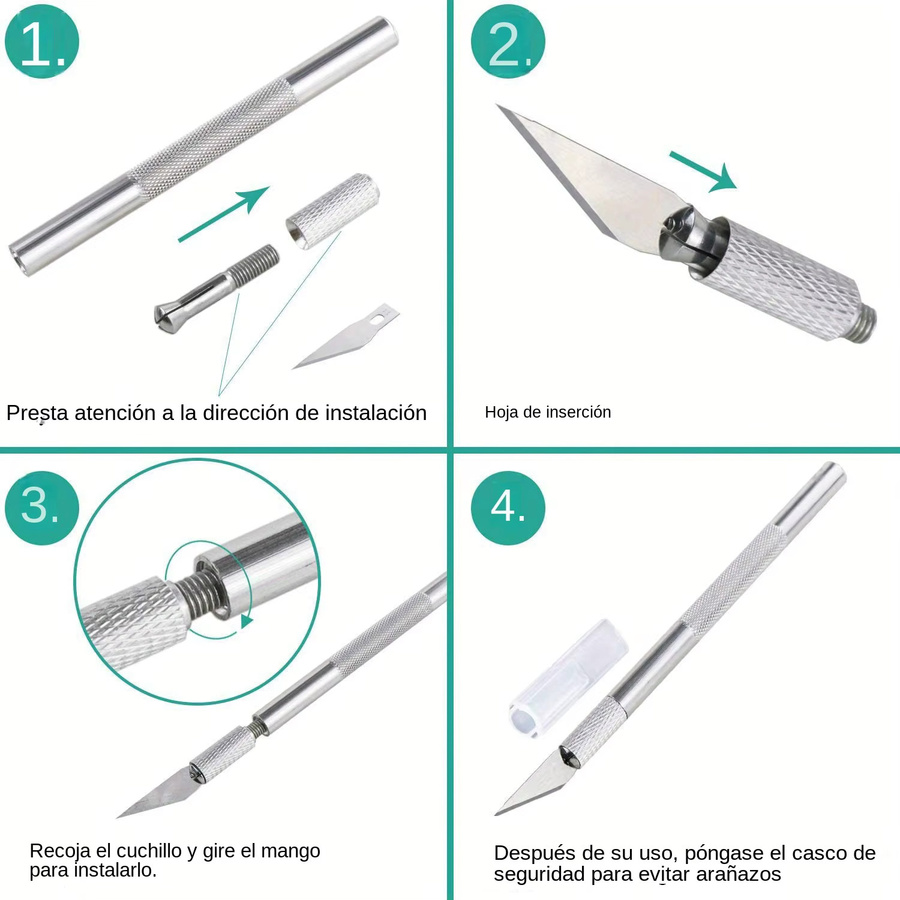 TWBEB Skalpell Messer Set aus Metall in Silber mit 42 Klingen für Bastelarbeiten und Reparaturen - Bild 5