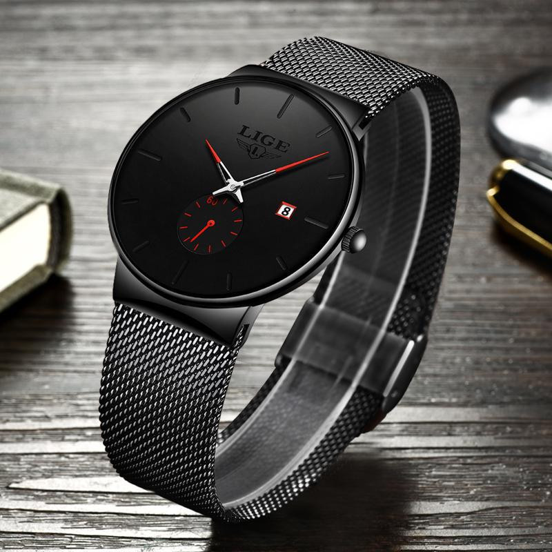 LIGE Armbanduhr, Quarz, Edelstahl, Schwarz, 42 mm, Unisex - Bild 3