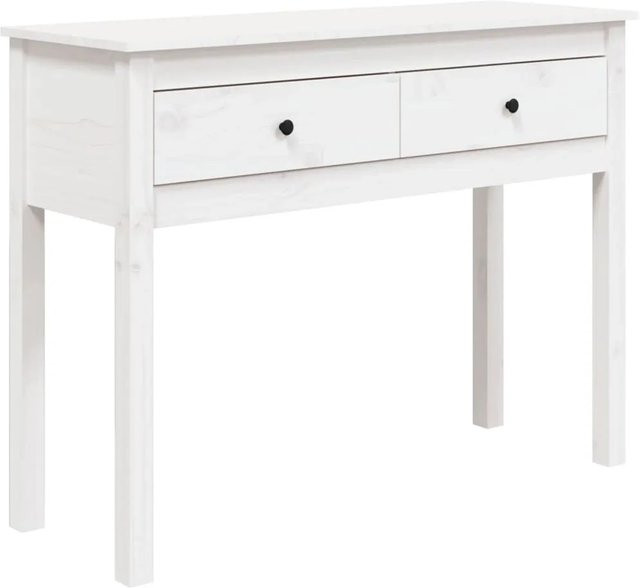vidaXL Konsolentisch aus Massivholz Kiefer in Weiß, B/T/H: 100 x 35 x 75 cm - Bild 1